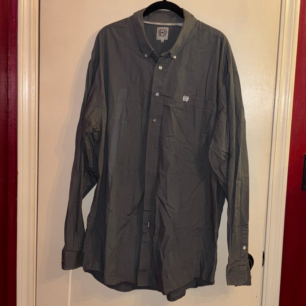 Men's Cinch Solid Grey Long Sleeve Button Down - image 1
